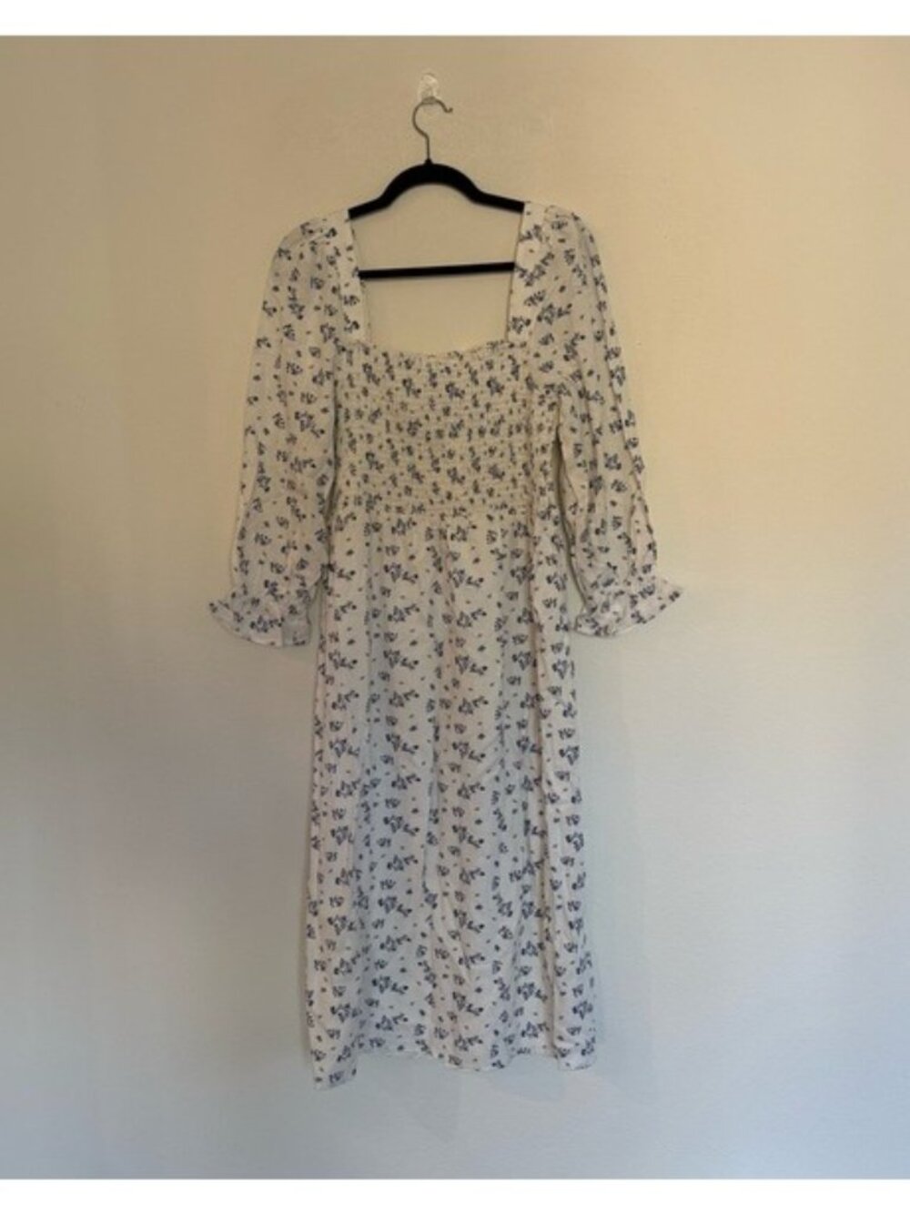 House of Harlow 1960 Linen Blend Smocked Bodice Floral Midi Dress NWT - Picture 7 of 9
